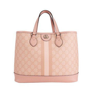 Gucci Ophidia GG 塗層帆布小款手提肩背二用托特包(灰粉色)