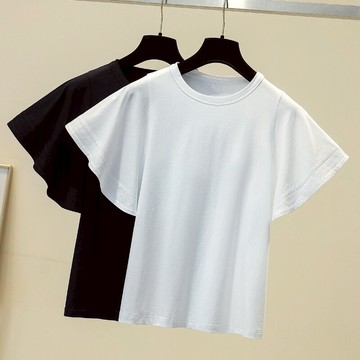 品牌折扣店商場專柜撤柜女裝尾貨清倉夏裝韓版ins荷葉邊短袖T恤女