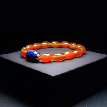 青金石與紅瑪瑙 勇智之光 男士手鍊 手圍:17cm QBR-00016