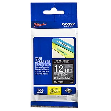 兄弟牌brother華麗護貝標籤帶/TZe-PR935/12mm/華麗銀底白字