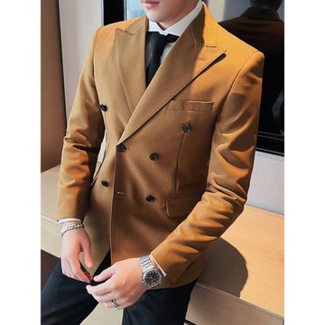 雙排扣休閑西服外套男時尚商務修身痞帥正裝上衣高級感英倫風西裝