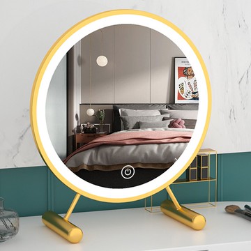 梳妝臺化妝鏡鏡子led帶燈桌面臺式補光學生網紅拍照風智能化妝鏡