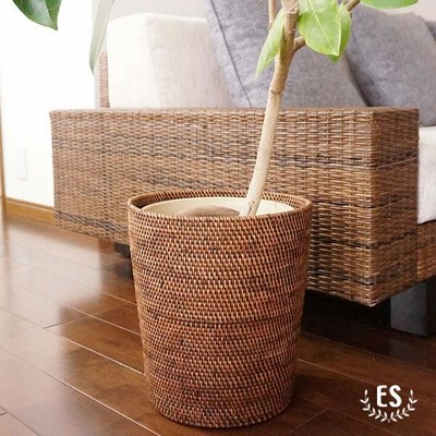 Amazon.co.jp: ES-STYLE ラタン 鉢カバー アンティークブラウン