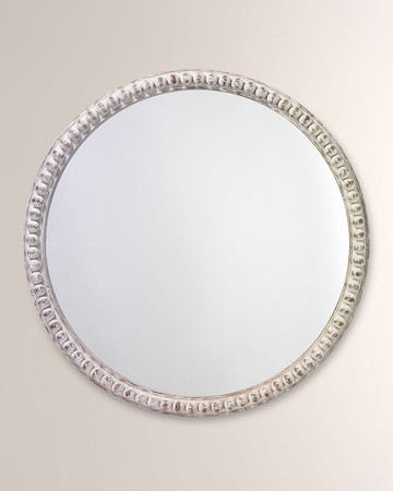 Audrey Beaded Mirror in White Wood