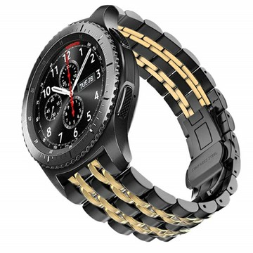 高檔七珠實心不銹鋼20mm 22mm快拆錶帶適配於華米三星手錶通用快拆更換錶帶