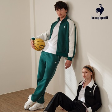 【LE COQ SPORTIF 法國公雞】男款綠色針織運動長褲LWX81371