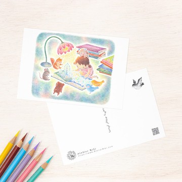 5張組。繪本的碎片。明信片 靜夜讀書會 PC-1209