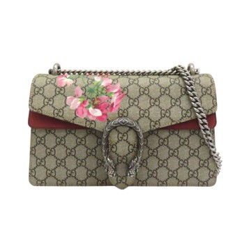 【二手名牌BRAND OFF】GUCCI 古馳 烏木色 GG Supreme Blooms 帆布 Dionysus 酒神包 肩背包 400249
