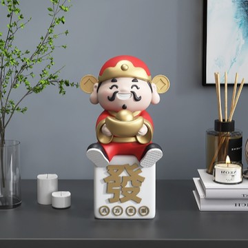 【保庇BOBEE】保庇BOBEE 財神爺發財麻將擺件 財神來了麻將發財公仔擺件 圓喜