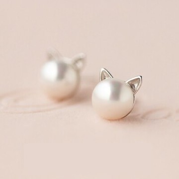 925純銀耳環耳針式耳飾-可愛貓咪造型生日情人節禮物女飾品73dr111【獨家進口】【米蘭精品】