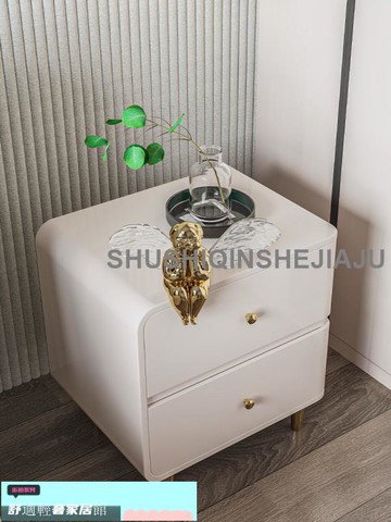 免運配送 床頭櫃 儲物櫃斗櫃 極簡現代床頭柜簡約現代輕奢二斗柜實木小型北歐臥室床邊柜象牙白