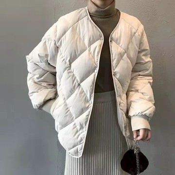 冬季 新款 台灣現貨 菱格棉服 短款棉服 麵包服 爆款羽絨棉衣 無領棉裧 加厚保暖加倍 鋪棉外套 冬天必備