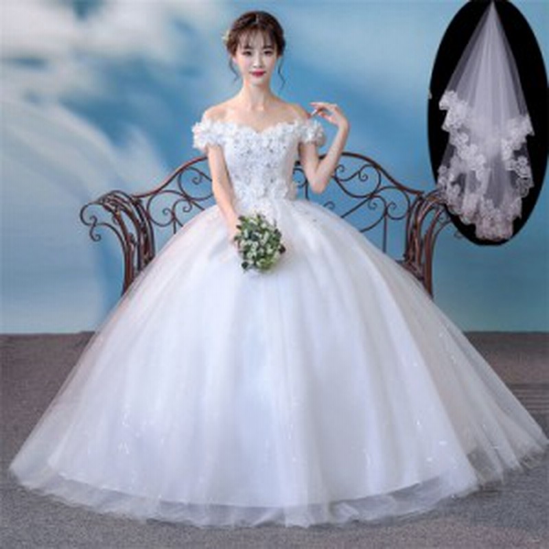 新作 ウェディングドレス 安い 結婚式 花嫁 二次会 ボートネック パーティードレス Aライン ベール付き 妊婦 大きいサイズ 通販 Lineポイント最大3 0 Get Lineショッピング