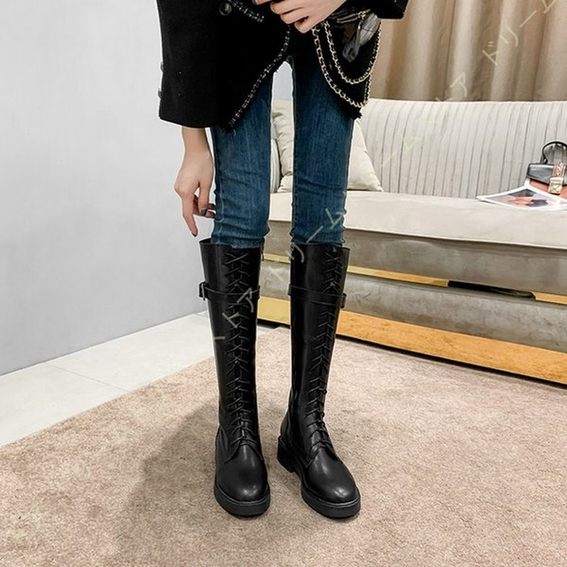 ローヒール レースアップ ロングブーツ レディース ヒール 美脚 秋冬 編上げブーツ 黒 大きいサイズ ブーツ ロング 靴 レースアップブーツ おしゃれ ペタンコ 通販 Lineポイント最大0 5 Get Lineショッピング