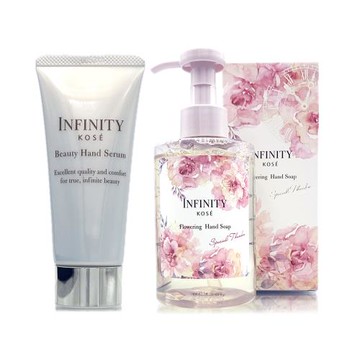 KOSE高絲 無限肌緻撫紋護手精華65g/花綻芬芳洗手乳195ml - 雙瓶組任選 (贈品標/正統公司貨)