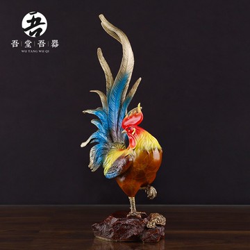 吾堂吾器 全銅《金雞報喜》擺件 家居辦公客廳玄關裝飾工藝禮品