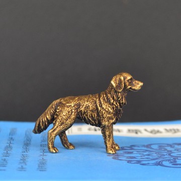 吉祥純銅實心小狗擺件小金毛狼狗站立狗十二生肖旺財狗小迷你銅狗