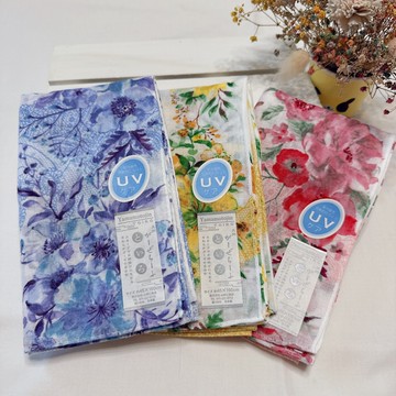 京都抗UV圍巾-TOIRO-花(粉/黃/藍)