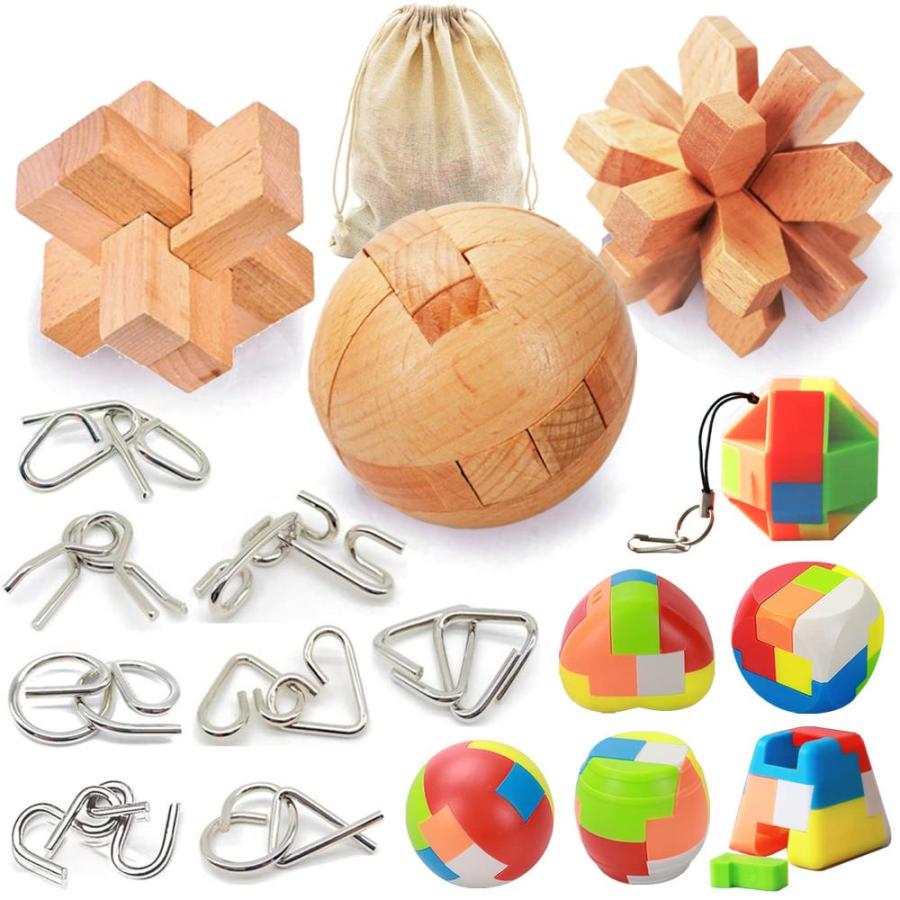 Qiandier Bamboo 3D Puzzle Metal Brain Teasers Puzzles Mind