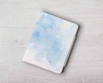 免費加名淡藍水彩 iPad case筆槽保護殼Pro 11 Air 7 11代 12.9