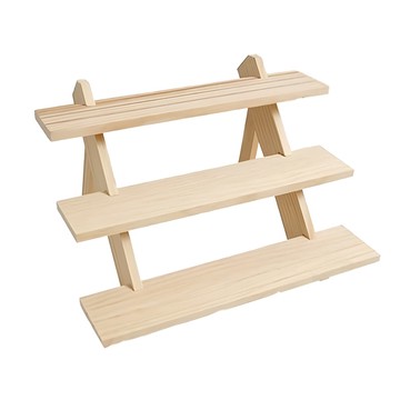 實木階梯式展示架 戒指耳環卡片化妝品  原木色  1個
