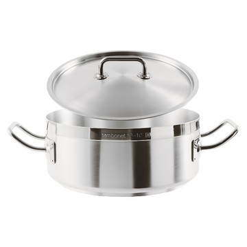 sambonet Professionale 不鏽鋼雙耳淺湯鍋 附蓋 28cm 6.7LT  094661  1個