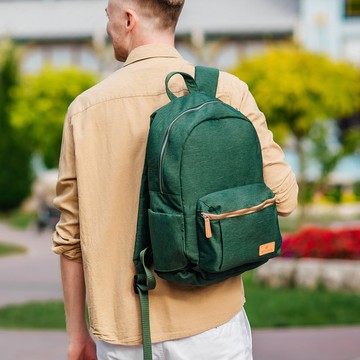 Siena Pro 經典背包-綠色|上班通勤旅遊 USB充電 防盜卡槽