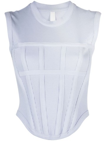 Dion Lee - ribbed corset top - women - Organic Cotton/Spandex/Elastane - L - Blue