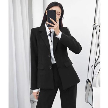 西裝套裝女職業裝黑色春夏高級感氣質大學生公務員面試西服兩件套