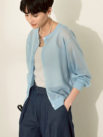 透明圓領針織開襟衫(0H000052100) - AMERICAN HOLIC