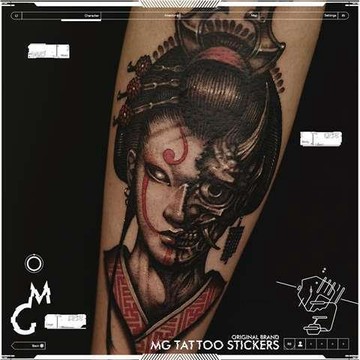 🚚臺灣出貨💨MG tattoo 半面般若 日式浮世繪邪惡藝伎暗黑花臂紋身貼紙