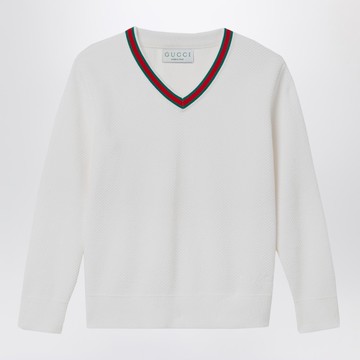 White jumper with Web ribbon