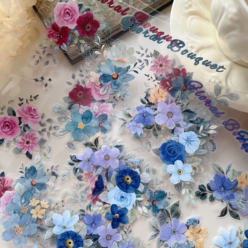 五彩花束貼紙 こうしんばら 復古紅色花卉 PET 和紙膠帶