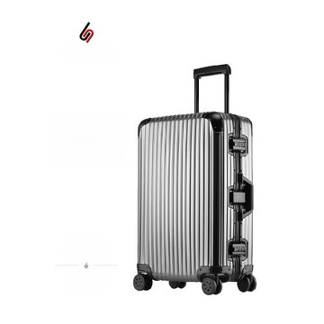 鐵灰色鋁鎂合金拉桿箱20/24寸商務男旅行箱靜音萬向輪金屬旅行箱