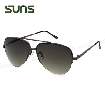 【SUNS】經典飛行員太陽眼鏡 中性駕駛墨鏡 槍框漸層墨綠 輕量細框設計 S105 抗UV400