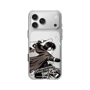 iPhone 17 Pro Max Clear Case（相機按鈕） 透明 - 進擊的巨人 Attack On Titan -S4 - \b里維兵長 (灰階)