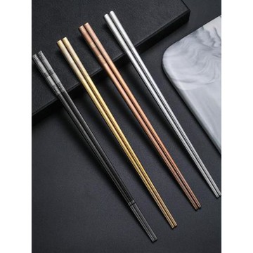 西紋304不銹鋼筷子防燙防滑防霉耐高溫家用高檔新款金屬方形筷