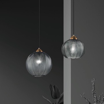 現代風金屬圓球煙灰色玻璃造型吊燈18-62541、62542