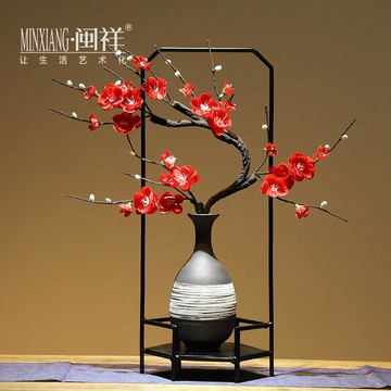 新中式陶瓷花瓶擺件現代簡約輕奢家居客廳玄關名宿插花干花裝飾品