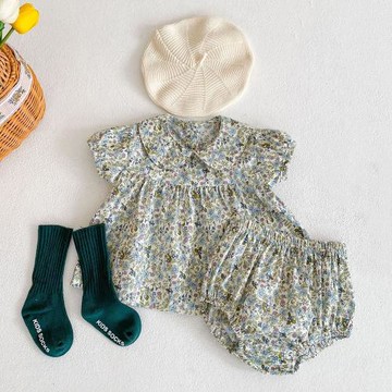 6一12月女寶寶夏裝可愛衣服分體套裝0-3嬰兒娃娃衫包臀短褲兩件套