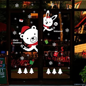 JB Design 時尚壁貼 DLX0823 60 x 90cm 聖誕節裝飾  歡樂聖誕熊 多色