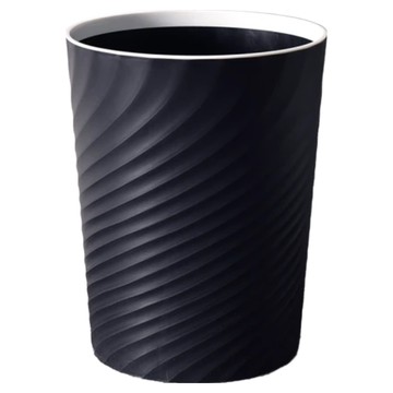 Life+ 北歐ins風 創意時尚波紋壓圈無蓋垃圾桶  10L 低調黑/ 12L 質感灰  22.5 x 28.5 cm