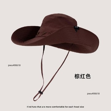 臺灣出貨 13CM超大帽檐登山帽男速幹防水夏季大頭圍漁夫帽軍綠女顯臉小情侶