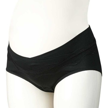 akachan honpo - 腹部交叉設計內褲-羅紋-黑色