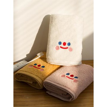 擦臉韓式可愛笑臉刺繡毛巾ins風加厚吸水純棉情侶洗臉面巾擦手巾
