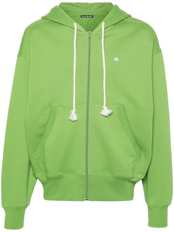 Acne Studios - organic cotton zip-up hoodie - unisex - Organic Cotton - XS - Green