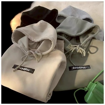 設計感小眾連帽衛衣 男生2025秋冬季韓版寬松大碼加絨加厚衛衣 簡約潮男復古ins港風連帽外套