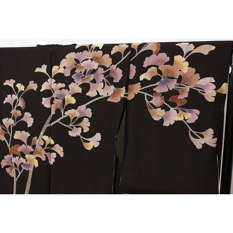 ♥ミルキーホワイト♥極美品♦ちりめん紅型染め振袖セット♦よろずやオリジナルコーデ 染の川勝 訪問着 正絹 こげ茶色 銀杏 紅葉 極上の手描友禅 最