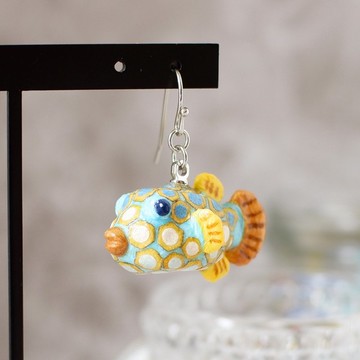 和紙飾品 耳夾/耳針 河豚/🐡 成魚款