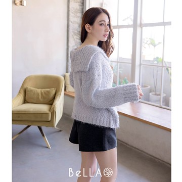 【秋冬新品】BeLLA 水手領針織外套 淺紫色